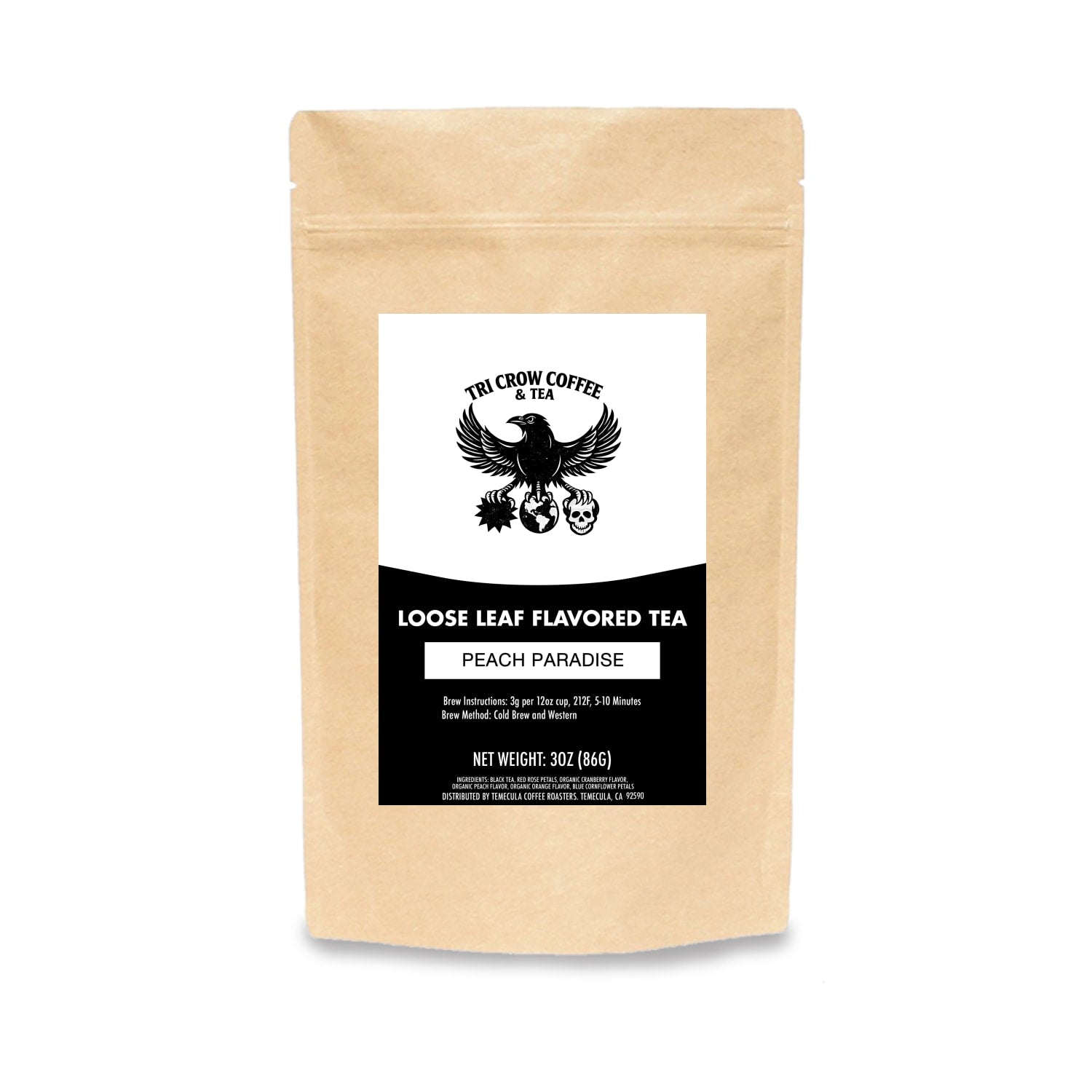 Tri Crow Coffee and Tea - Loose Leaf Flavored Tea - Peach Paradise